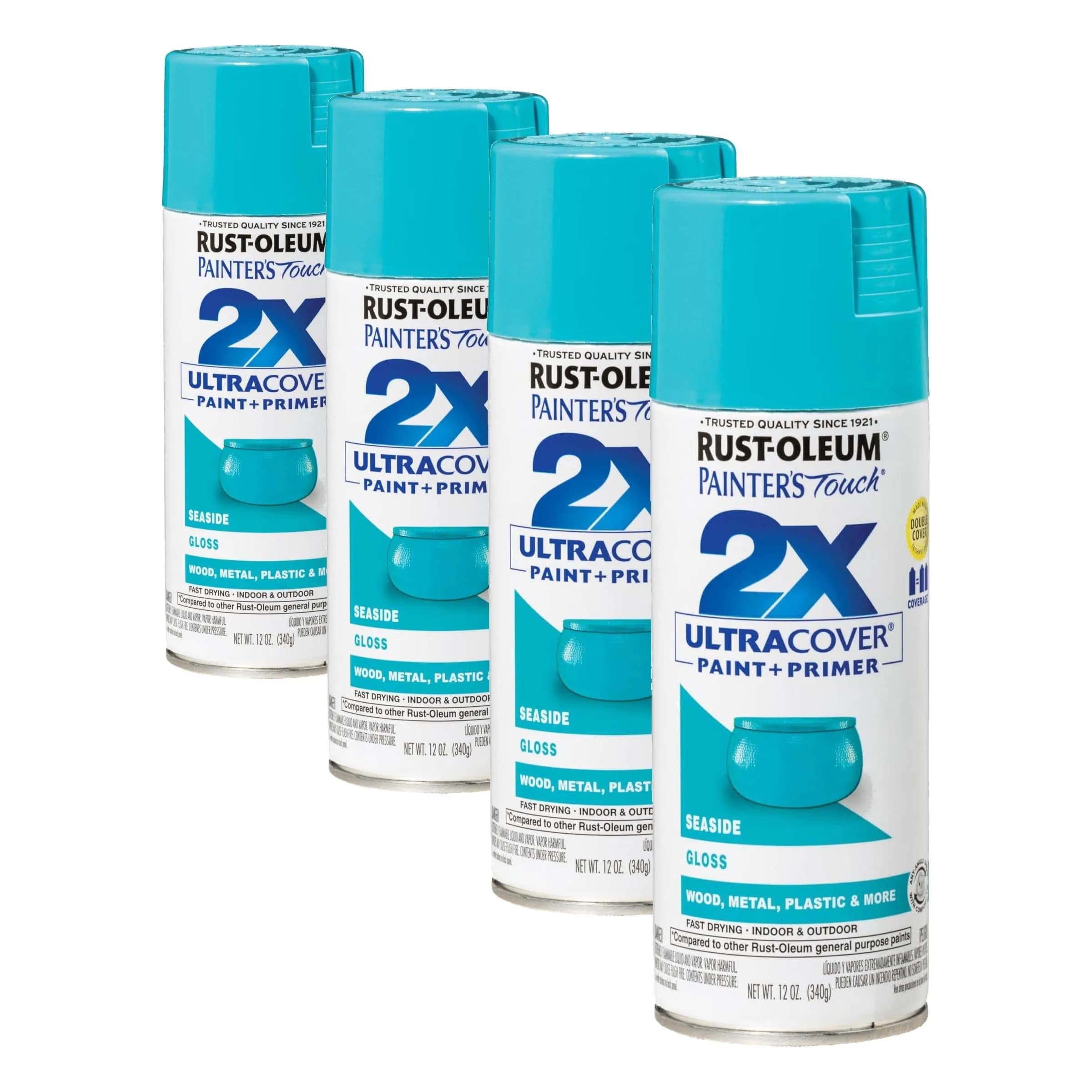 Rust-Oleum Painter's Touch 2X Gloss Seaside Spray Paint - 12 Oz Cans (4 Pack) - main product image