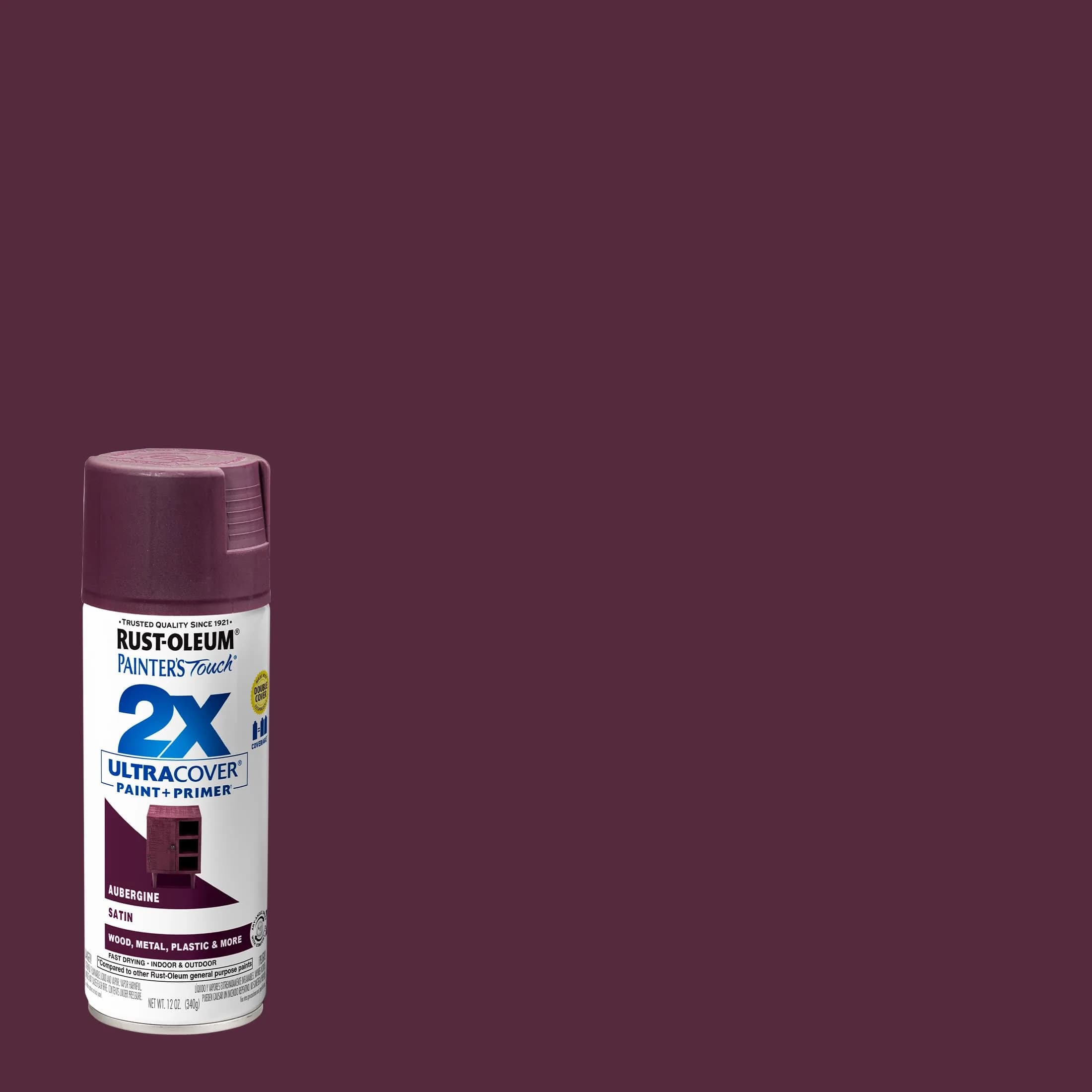 Rust-Oleum Painter's Touch 2X Ultra Cover Satin Aubergine Spray Paint - 12 Oz Cans (4 Pack) - view 2