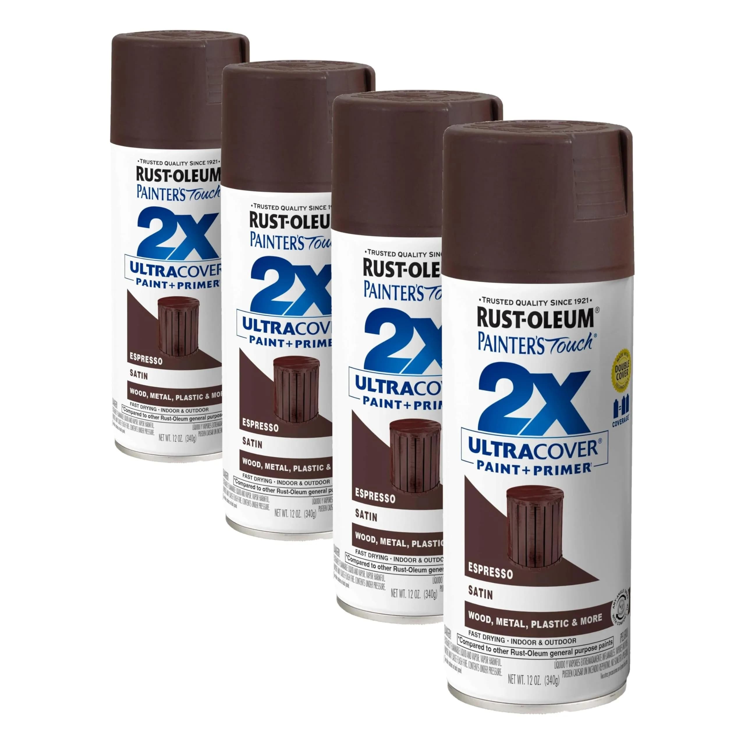 Rust-Oleum Painter's Touch 2X Ultra Cover Satin Espresso Spray Paint - 12 Oz Can (4 Pack) - main product image