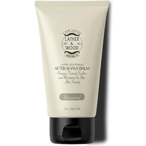 Lather & Wood Unscented Aftershave Balm for Men – Soothes Razor Burn, Hydrates & Restores Skin – Alcohol Free, Non-Greasy Formula - 2oz thumbnail 1