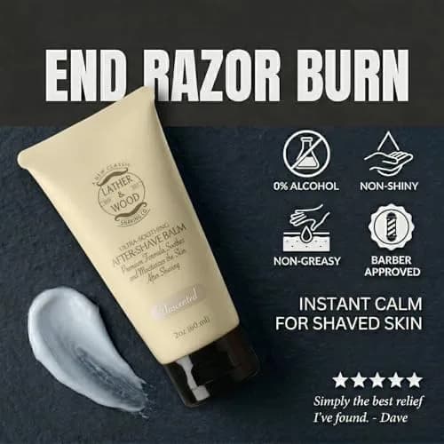 Lather & Wood Unscented Aftershave Balm for Men – Soothes Razor Burn, Hydrates & Restores Skin – Alcohol Free, Non-Greasy Formula - 2oz thumbnail 3