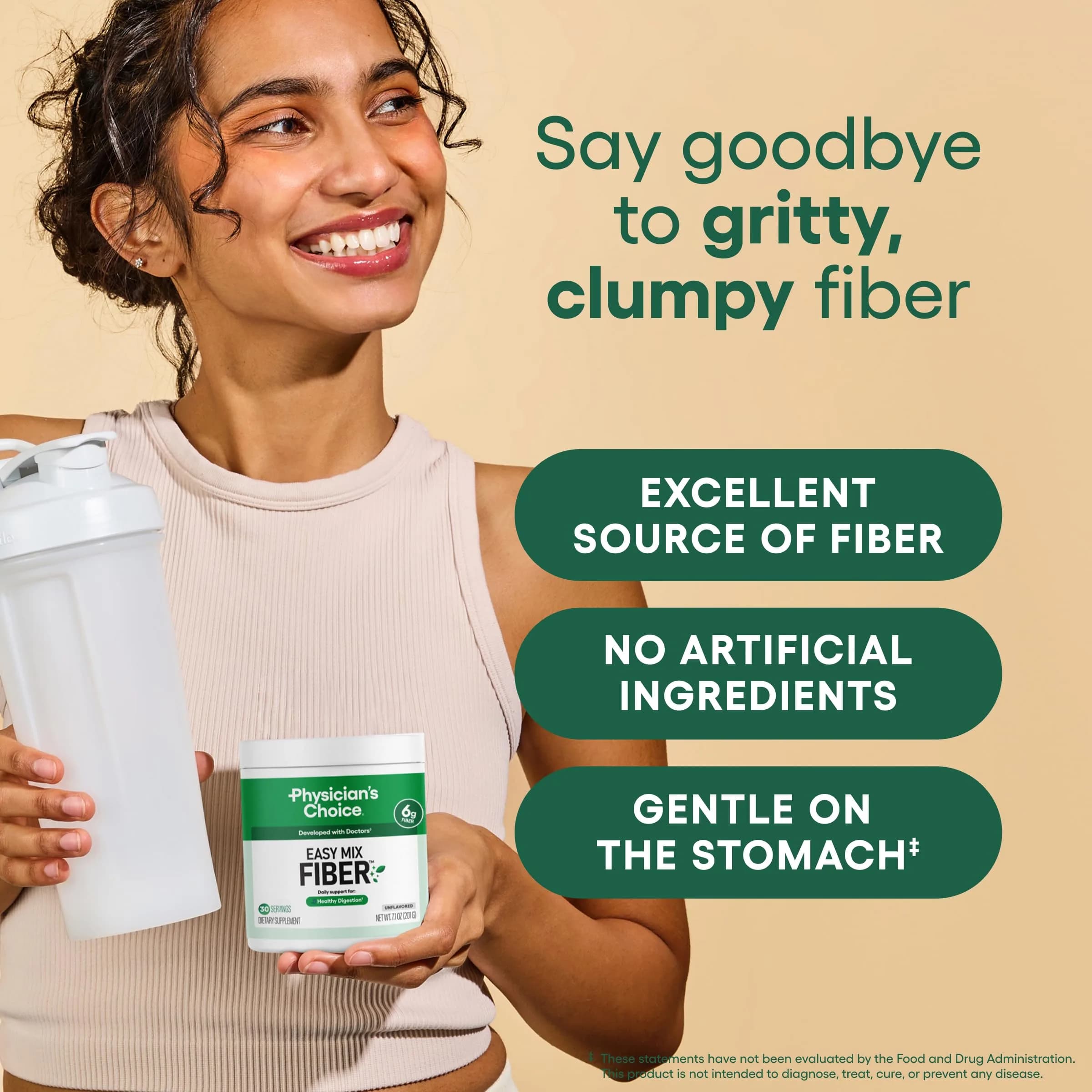 Physician's CHOICE Easy Mix Fiber Powder Supplement, 7.1oz | Supports Digestion & Regularity thumbnail 2