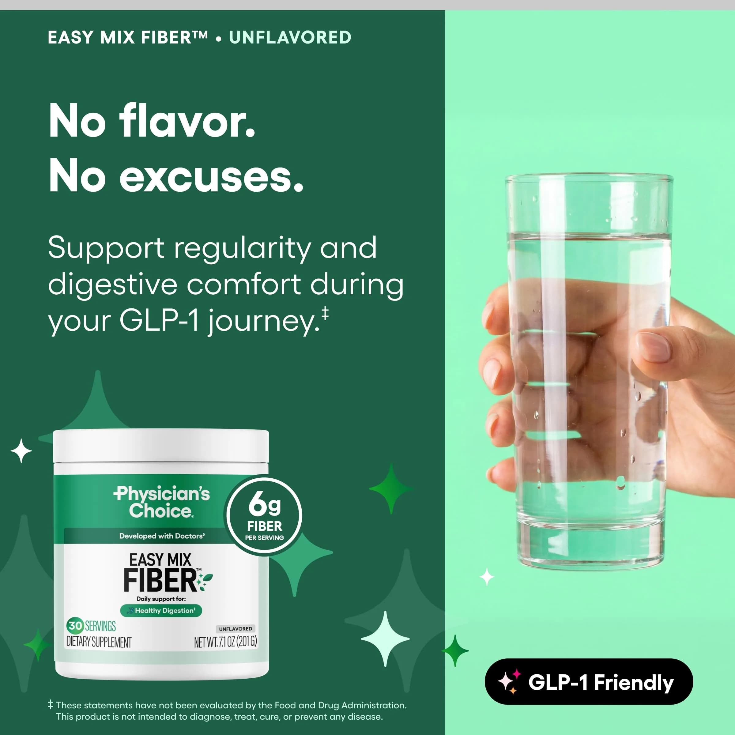Physician's CHOICE Easy Mix Fiber Powder Supplement, 7.1oz | Supports Digestion & Regularity thumbnail 3