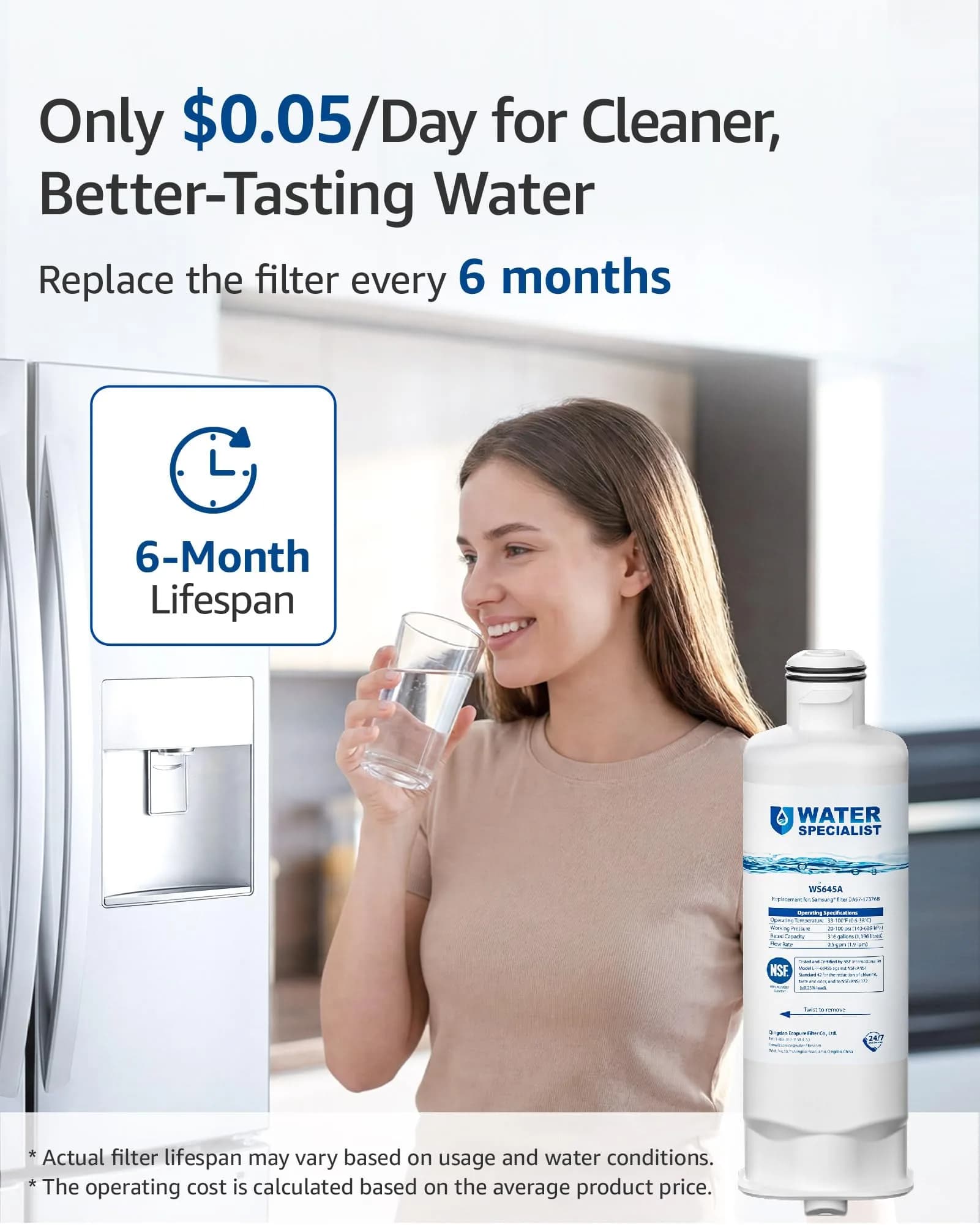 Waterspecialist WS645A Refrigerator Water Filter 6 Pack | NSF Certified for Purity - view 7