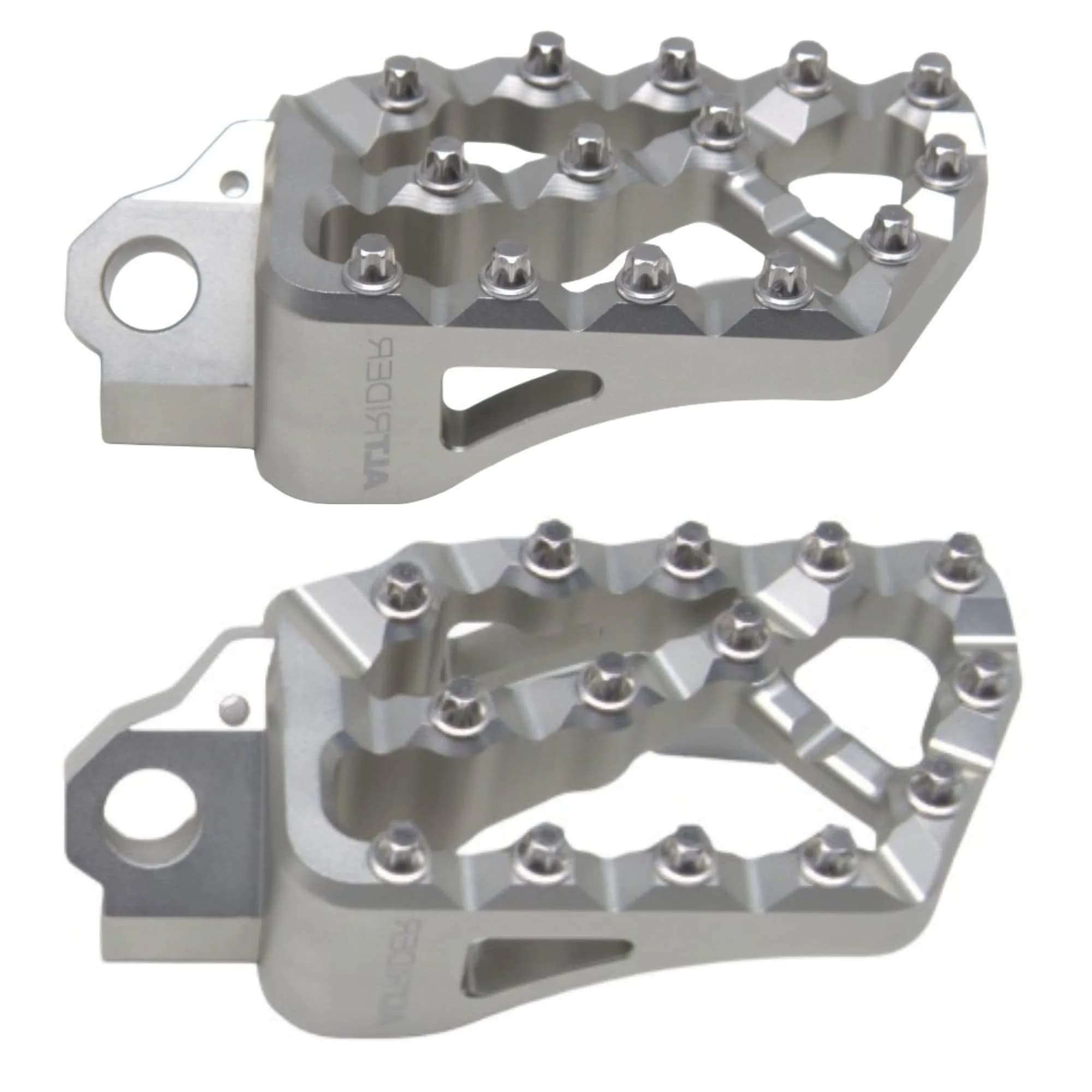 AltRider Adventure II Foot Pegs for BMW R 1200/1250 / 1300 GS - Heavy Duty Aluminum, High Traction, Adjustable Height, Silver — Silver / Adventure X (56mm x 95mm)