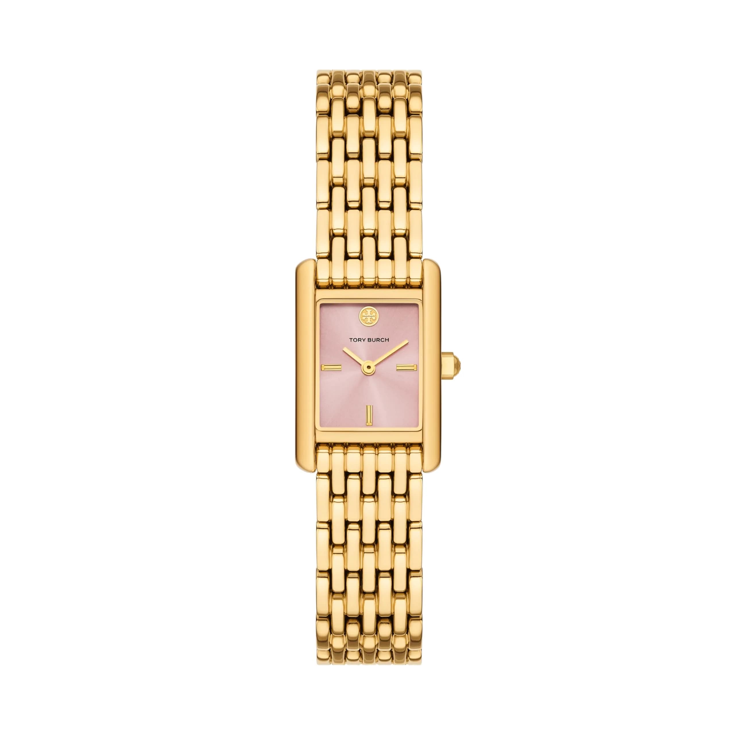 Tory Burch Women's Small Eleanor Gold-Tone Stainless Steel Watch (Model: TBW1095) | Elegant Gold & Pink Dial, 20mm Case, Quartz Movement