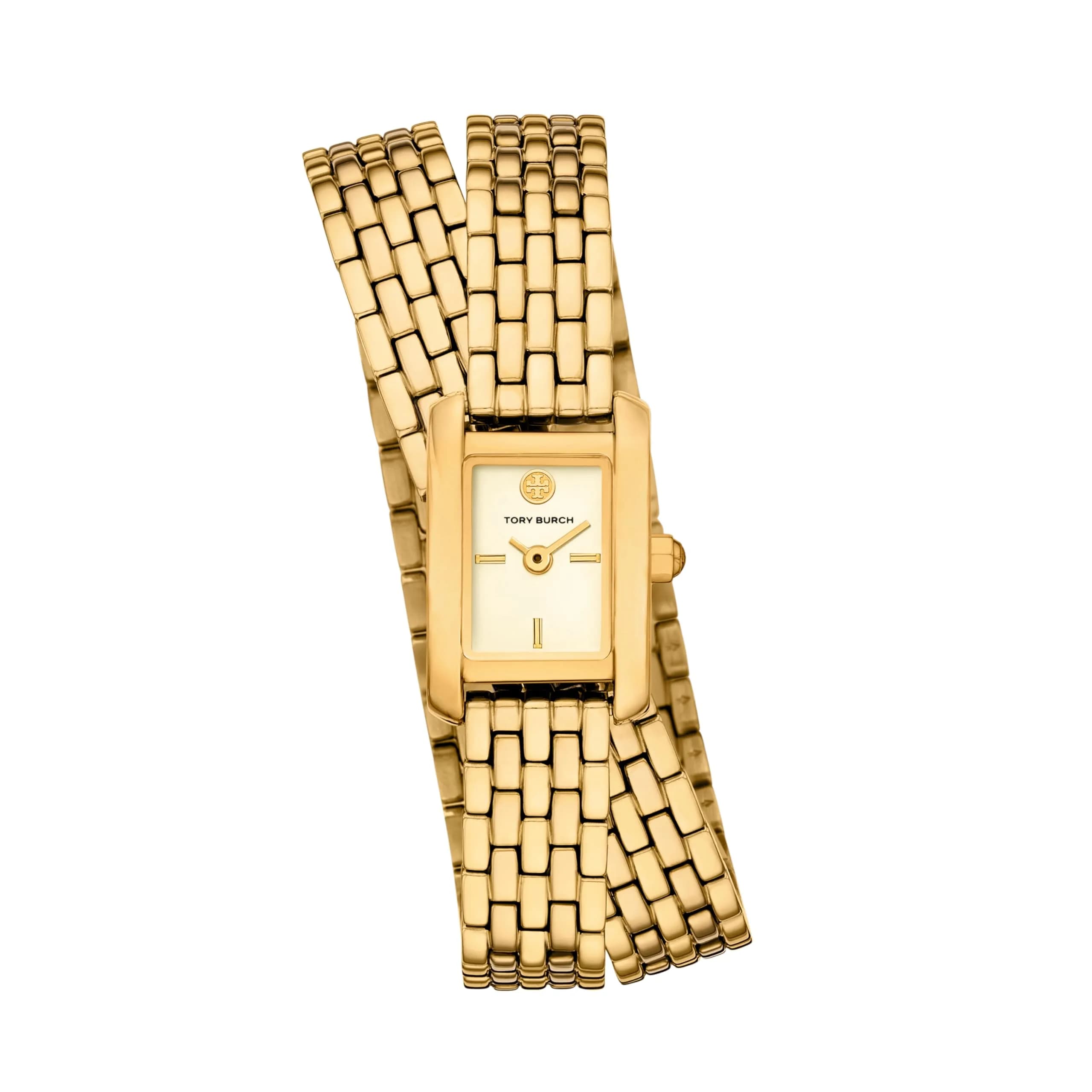Tory Burch Women's Mini Eleanor Double Wrap Gold-Tone Stainless Steel Watch (Model: TBW1096) | Elegant geometric design for women