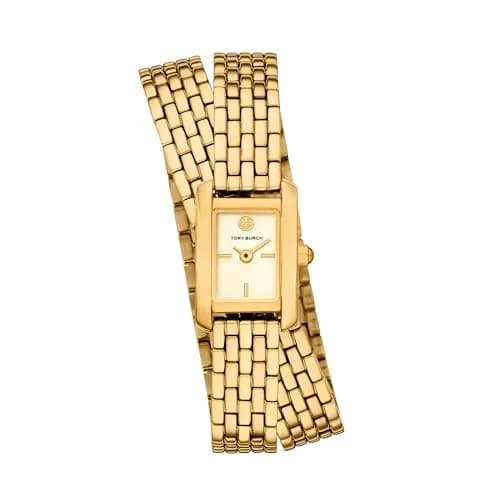 Tory Burch Women's Mini Eleanor Double Wrap Gold-Tone Stainless Steel Watch (Model: TBW1096) | Elegant geometric design for women thumbnail 1
