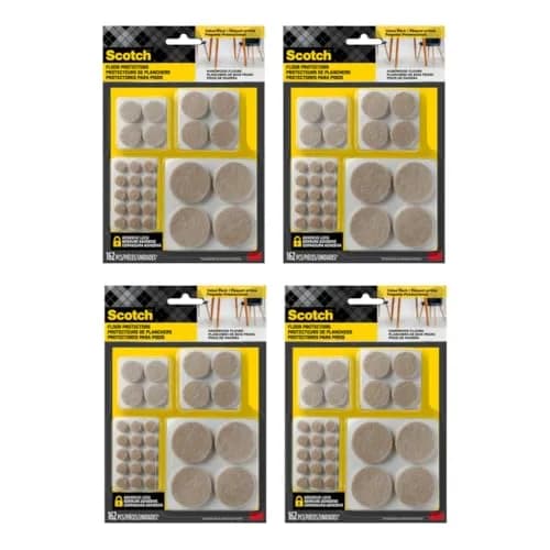 Scotch Felt Pads, Round, Assorted Sizes, Beige, 4 Pack (648 Pieces) | Protects Floors from Scratches thumbnail 1