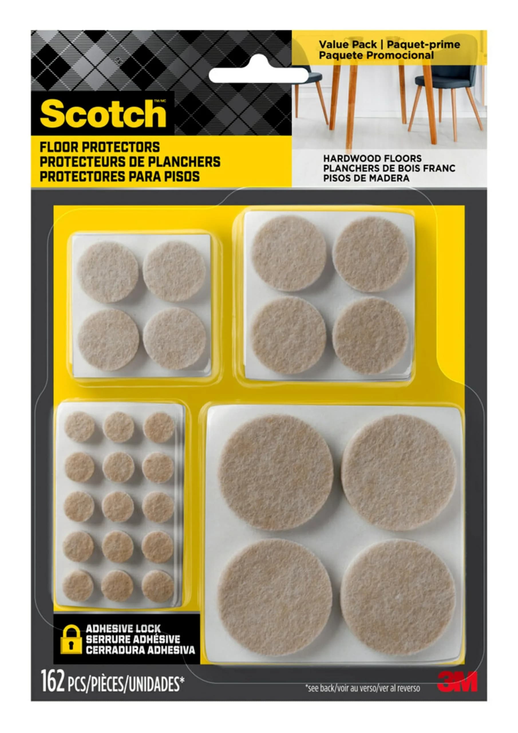 Scotch Felt Pads, Round, Assorted Sizes, Beige, 3888 Total Count | Protects Floors from Scratches & Scuffs - view 2