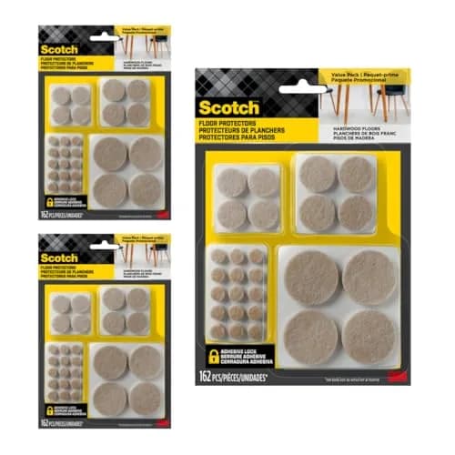 Scotch Felt Pads, Round, Assorted Sizes, Beige, 3 Pack (486 Pieces) | Protects Floors from Scratches thumbnail 1