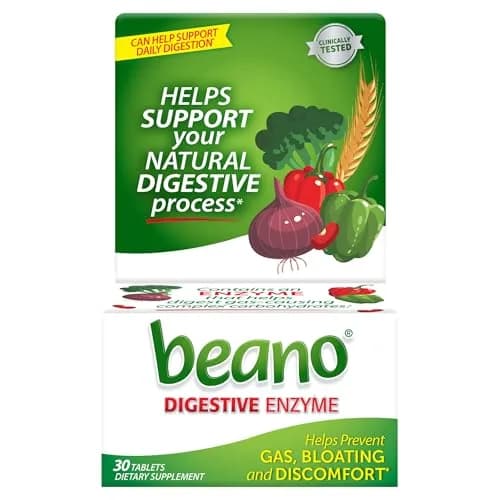 Beano Digestive Enzyme Gas Relief Tablets 200 Count (100 Count Pack of 2) | Clinically Tested for Bloating Prevention thumbnail 1