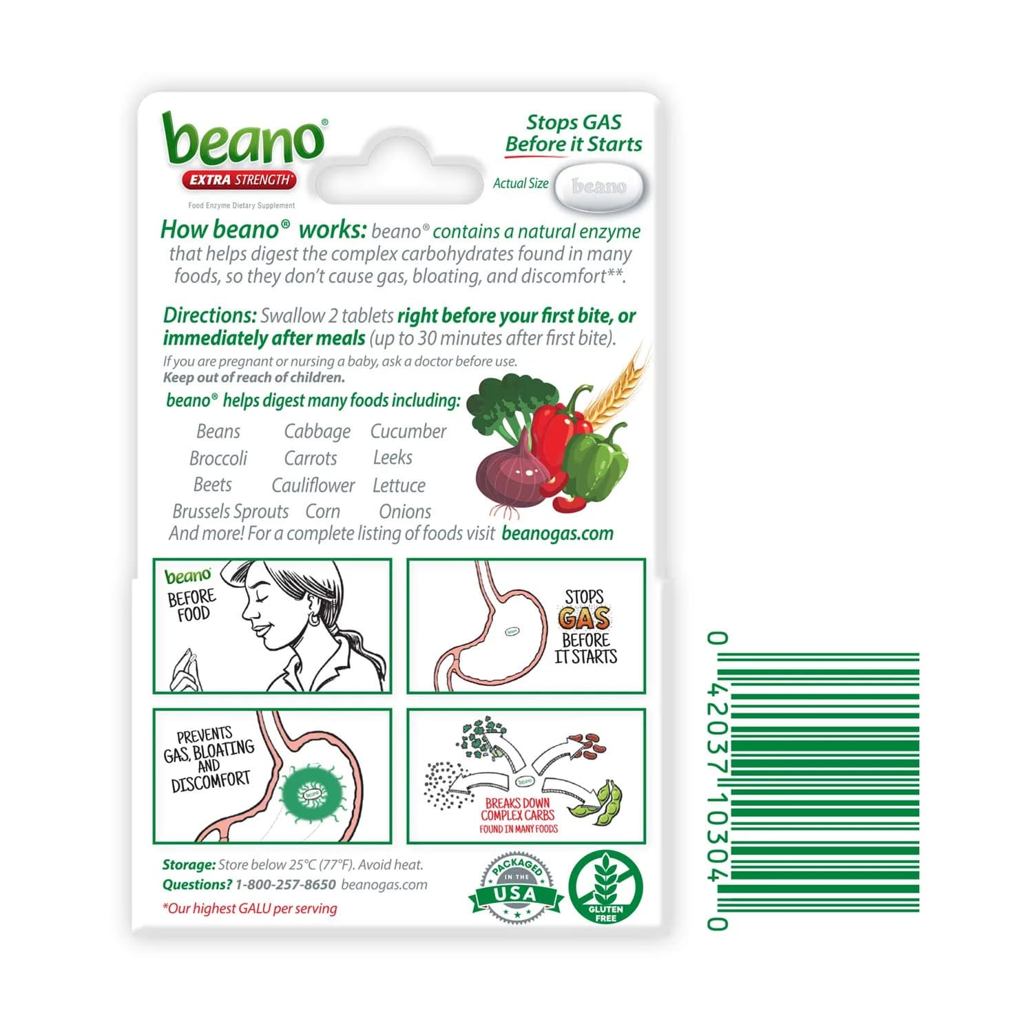 Beano Digestive Enzyme Gas Relief Tablets 200 Count (100 Count Pack of 2) | Clinically Tested for Bloating Prevention - view 8