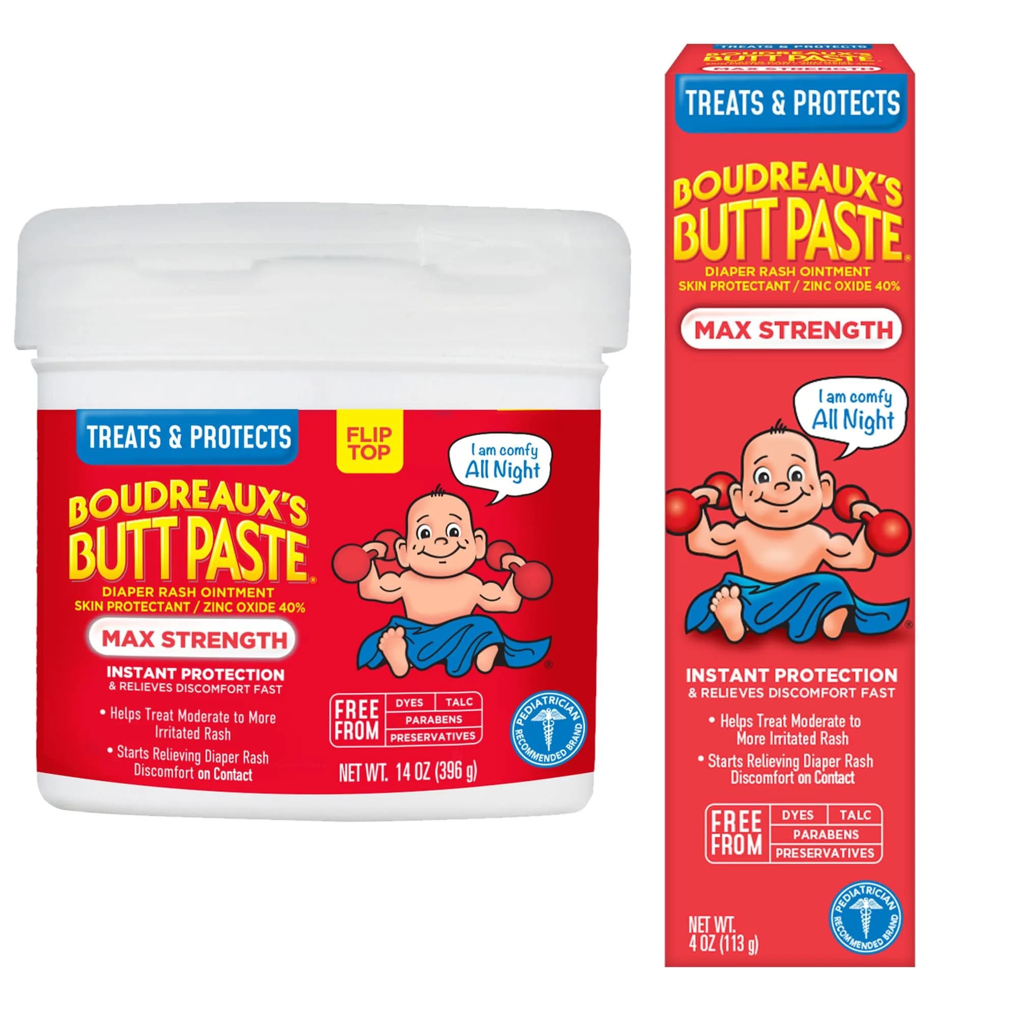 Boudreaux's Butt Paste Maximum Strength Diaper Rash Cream with 40% Zinc Oxide, 28 oz (14 oz Pack of 2) | Clinically Tested Skin Protectant - main product image