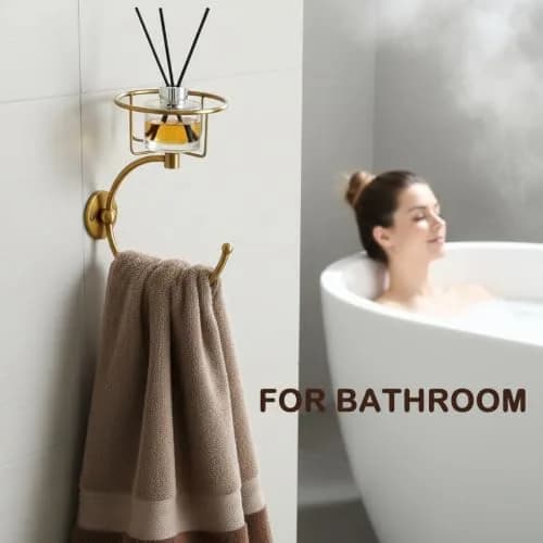 ICCTUO Brass Towel Holder & Candle Sconce | Vintage Bathroom Decor (70-120c) thumbnail 7
