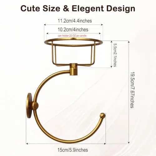 ICCTUO Brass Towel Holder & Candle Sconce | Vintage Bathroom Decor (70-120c) thumbnail 8