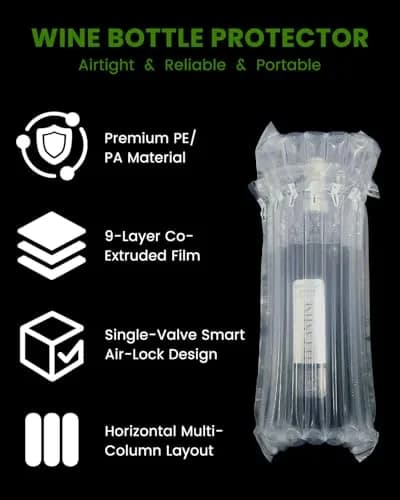 MONKKINO Inflatable Wine Bags 62 Pack | Travel Safe Bottle Protector Sleeve for Luggage & Moving thumbnail 3