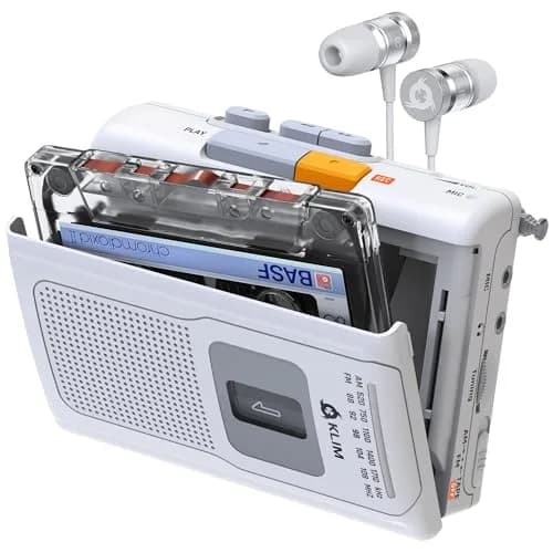 KLIM K8 Cassette Player Portable Recorder with AM FM Radio & Built-in Speaker, White | Playback & Recording, AM/FM Radio, Portability, Flexible Power Options thumbnail 1