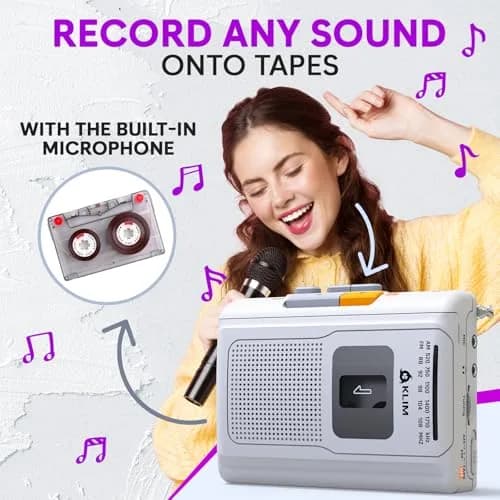 KLIM K8 Cassette Player Portable Recorder with AM FM Radio & Built-in Speaker, White | Playback & Recording, AM/FM Radio, Portability, Flexible Power Options thumbnail 4