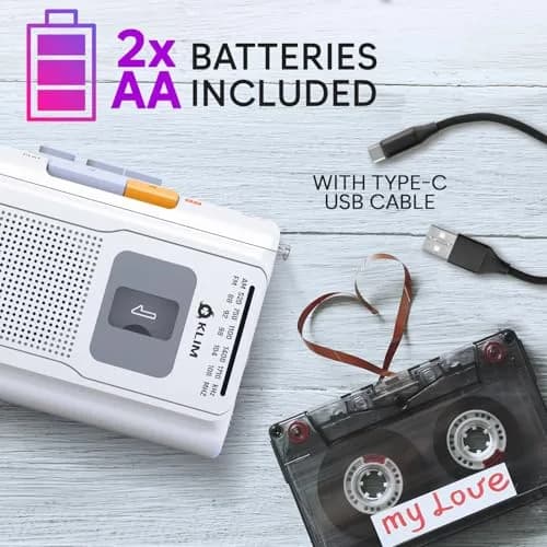 KLIM K8 Cassette Player Portable Recorder with AM FM Radio & Built-in Speaker, White | Playback & Recording, AM/FM Radio, Portability, Flexible Power Options thumbnail 5