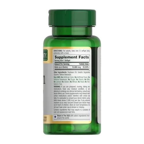 Nature's Bounty Biotin Hair Skin and Nails Vitamins, 10,000 mcg, 240 Softgels (Pack of 2) | Supports Healthy Hair, Skin and Nails thumbnail 7