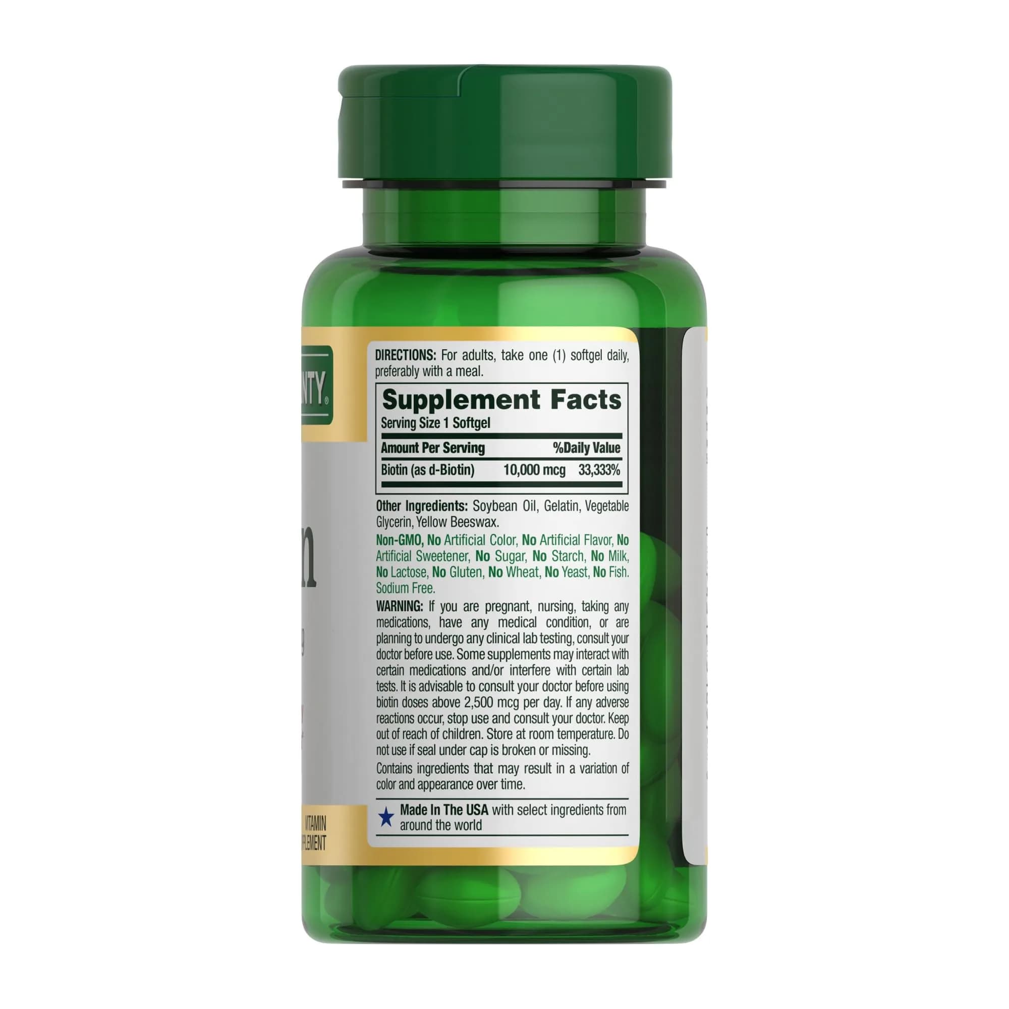 Nature's Bounty Biotin Hair Skin and Nails Vitamins, 10,000 mcg, 240 Softgels | Supports Healthy Hair, Skin, Nails - view 7
