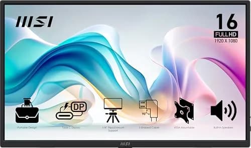 msi Pro MP165 E6 Portable Monitor 15.6" FHD IPS 1080p | Ultra Slim & Light, USB-C & HDMI thumbnail 1
