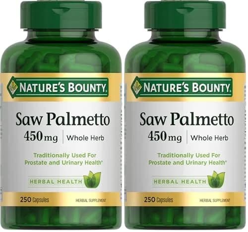 Nature's Bounty Saw Palmetto Support for Prostate and Urinary Health, Herbal Supplement, 450mg, 250 Capsules (Pack of 2) | Supports Men's Wellness thumbnail 1