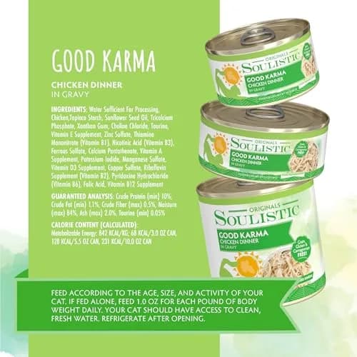 Soulistic Originals Wet Cat Food Good Karma Chicken Dinner in Gravy 3oz Can Pack of 12 | Balanced, Natural Nourishment thumbnail 4