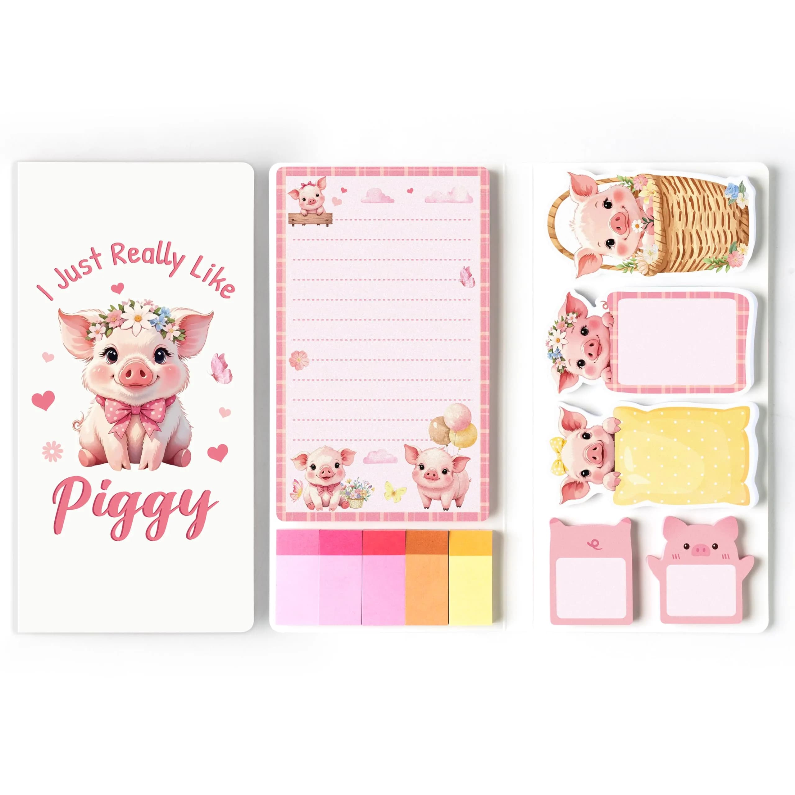 Xqumoi Pink Piggy Sticky Notes Set 550 Sheets | Cute Animal Design Self-Stick Notes - main product image
