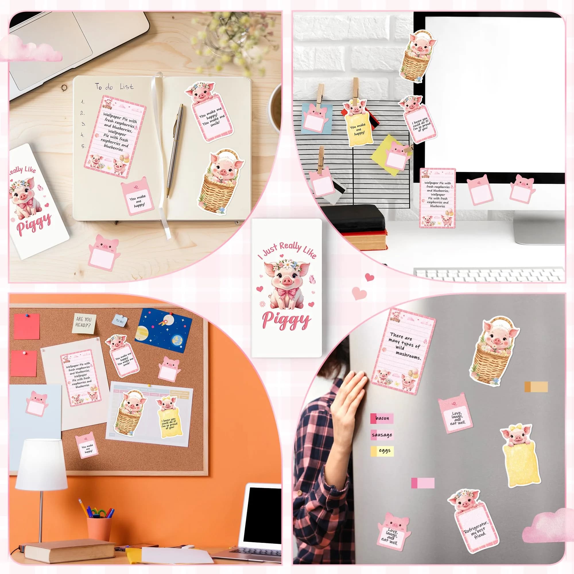 Xqumoi Pink Piggy Sticky Notes Set 550 Sheets | Cute Animal Design Self-Stick Notes - view 6