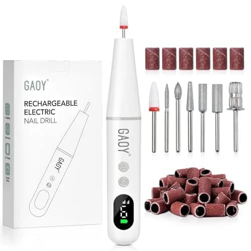 GAOY Cordless Nail Drill White | Rechargeable Electric Nail File with LED Display thumbnail 1