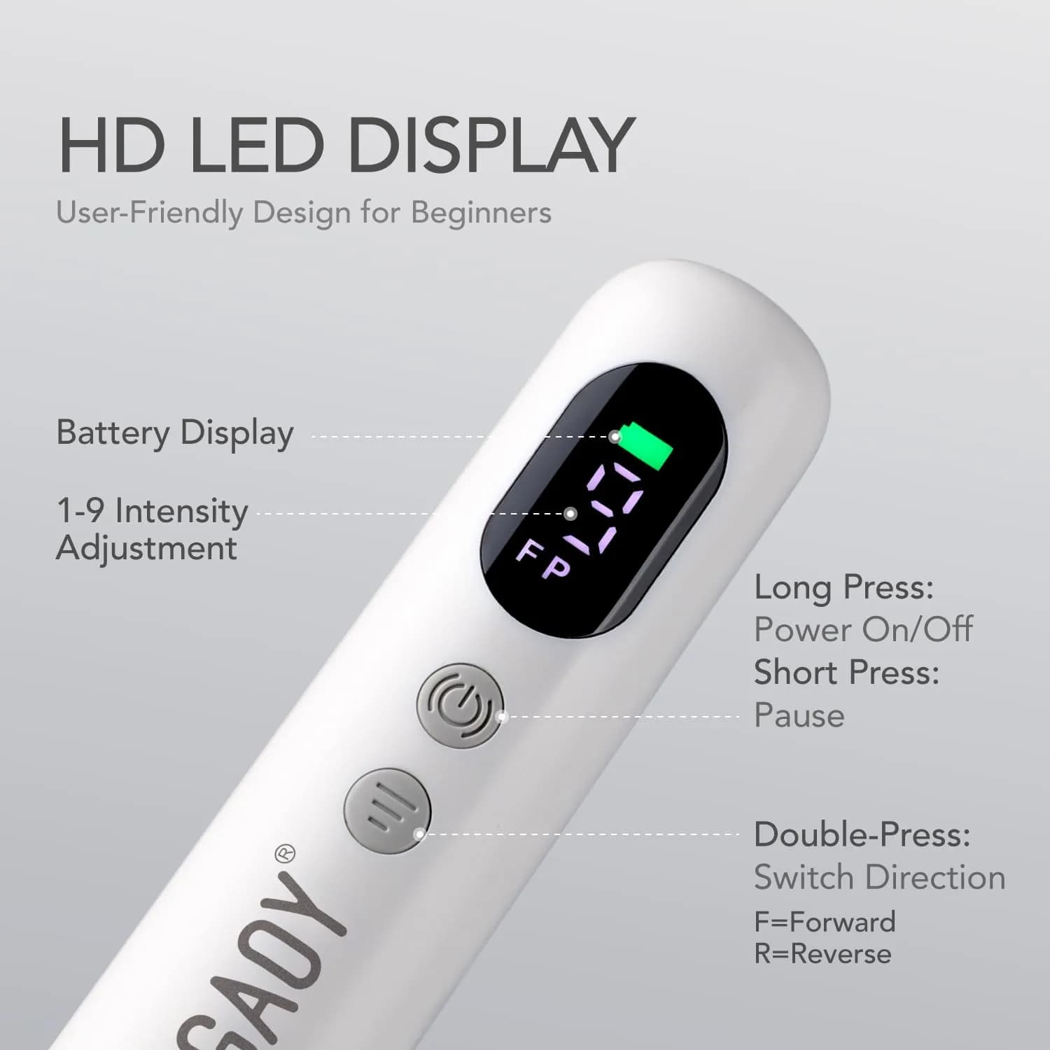 GAOY Cordless Nail Drill White | Rechargeable Electric Nail File with LED Display - view 3