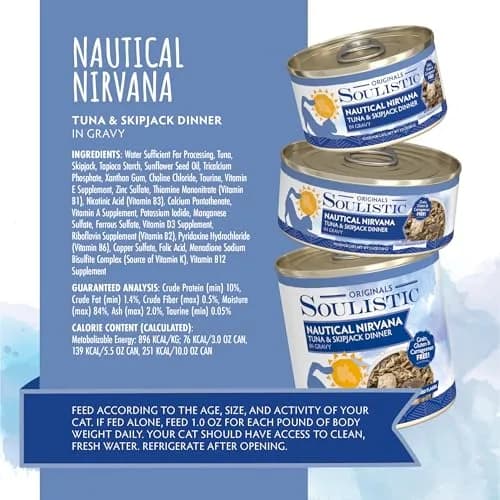 Soulistic Originals Wet Cat Food Nautical Nirvana Tuna & Skipjack 5.5oz Can Pack of 8 | Ocean-Inspired Nourishment thumbnail 4