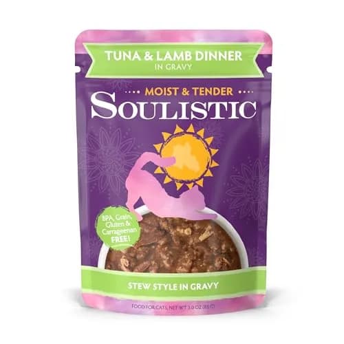 Soulistic Moist and Tender, Tuna and Lamb Dinner in Gravy, 3oz Pouch | High-Quality Cat Food with Natural Hydration thumbnail 1