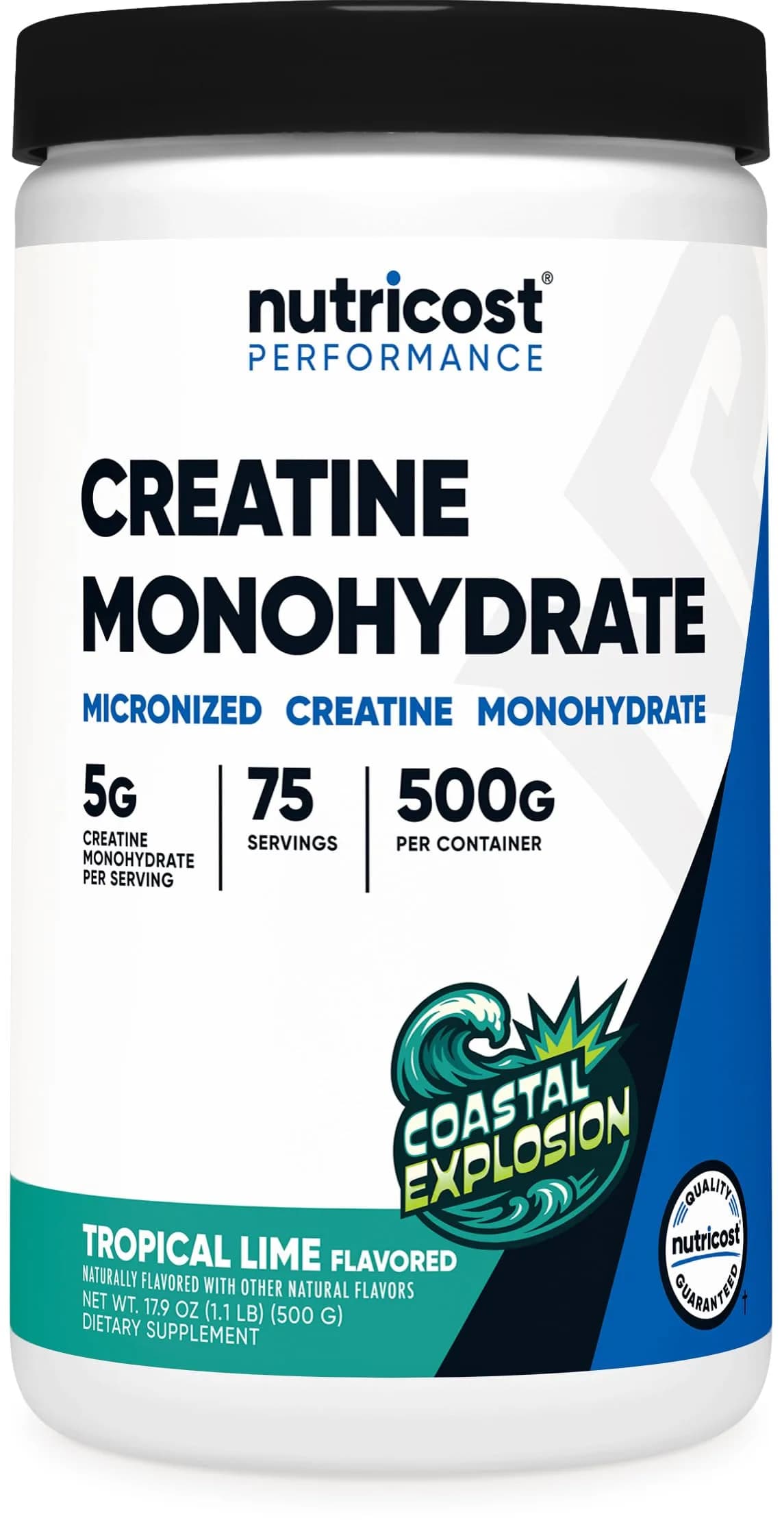 Nutricost Micronized Creatine Monohydrate Powder Coastal Explosion 500g | Vegan Gluten-Free Nutritional Supplement - main product image