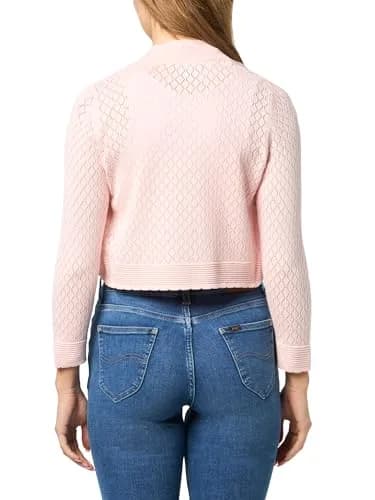 Sweater Women's ¾ Sleeve Cropped Solid Knit Cardigan | Blush, Medium thumbnail 2
