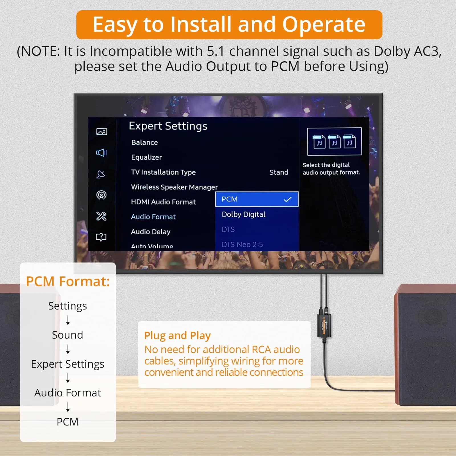 Neoteck 192kHz DAC Converter with 1.8m Optical to RCA Cable | High-Fidelity Audio Conversion - view 5