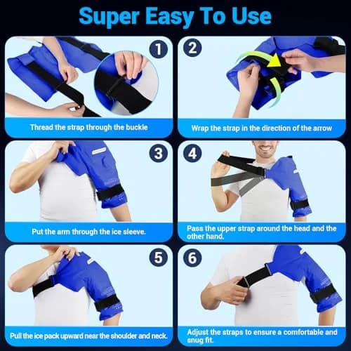 Comfytemp Shoulder Ice Pack Wrap with Dual-Fabric Design for Rotator Cuff Therapy (Large/X-Large, Dark Blue) | USA-Sourced Pain Relief thumbnail 4