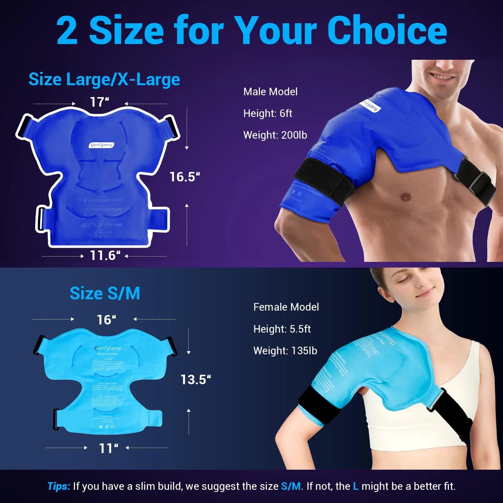 Comfytemp Shoulder Ice Pack Wrap with Dual-Fabric Design for Rotator Cuff Therapy (Large/X-Large, Dark Blue) | USA-Sourced Pain Relief - view 2