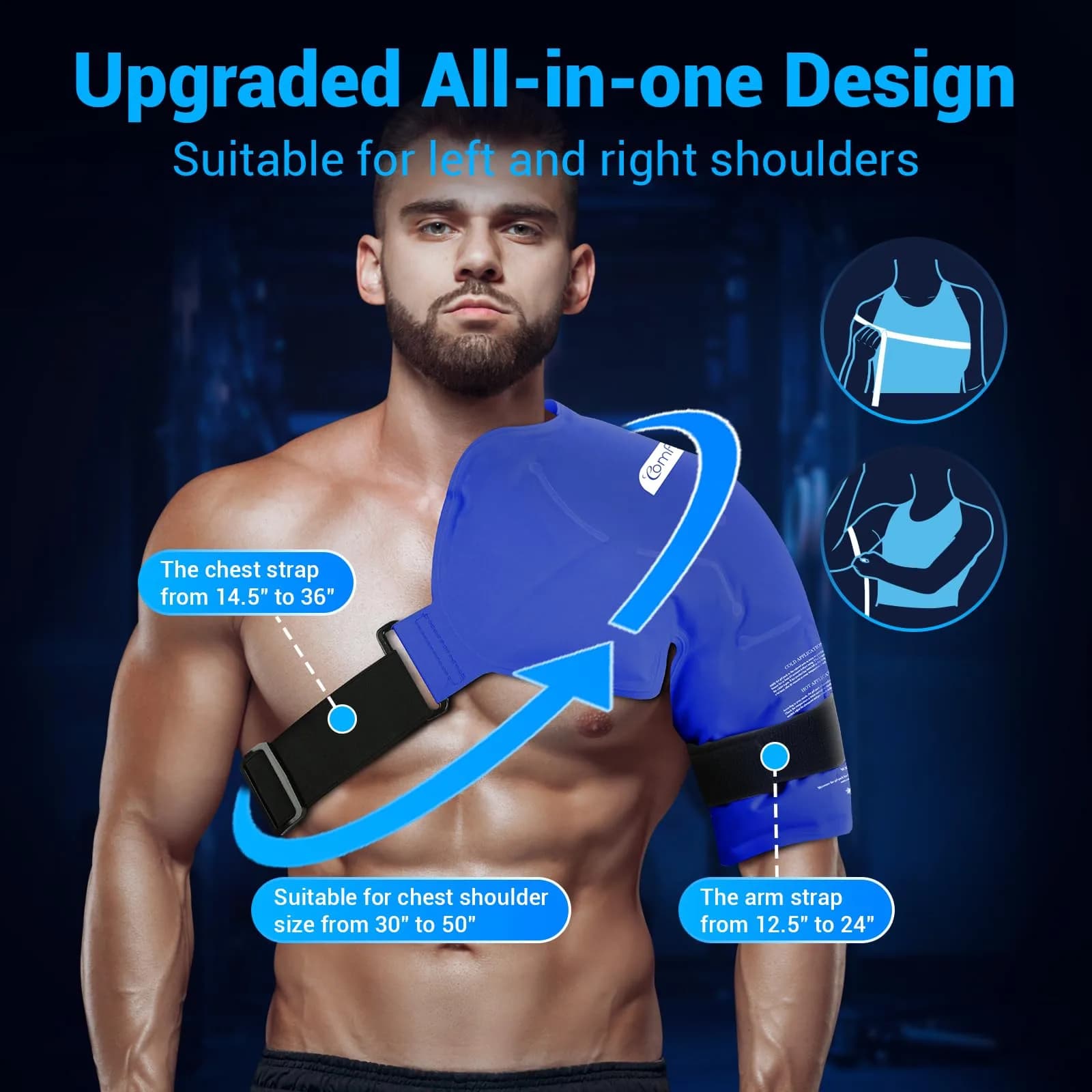 Comfytemp Shoulder Ice Pack Wrap with Dual-Fabric Design for Rotator Cuff Therapy (Large/X-Large, Dark Blue) | USA-Sourced Pain Relief - view 3