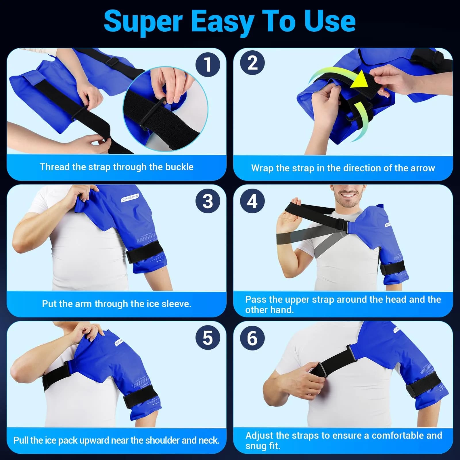 Comfytemp Shoulder Ice Pack Wrap with Dual-Fabric Design for Rotator Cuff Therapy (Large/X-Large, Dark Blue) | USA-Sourced Pain Relief - view 4