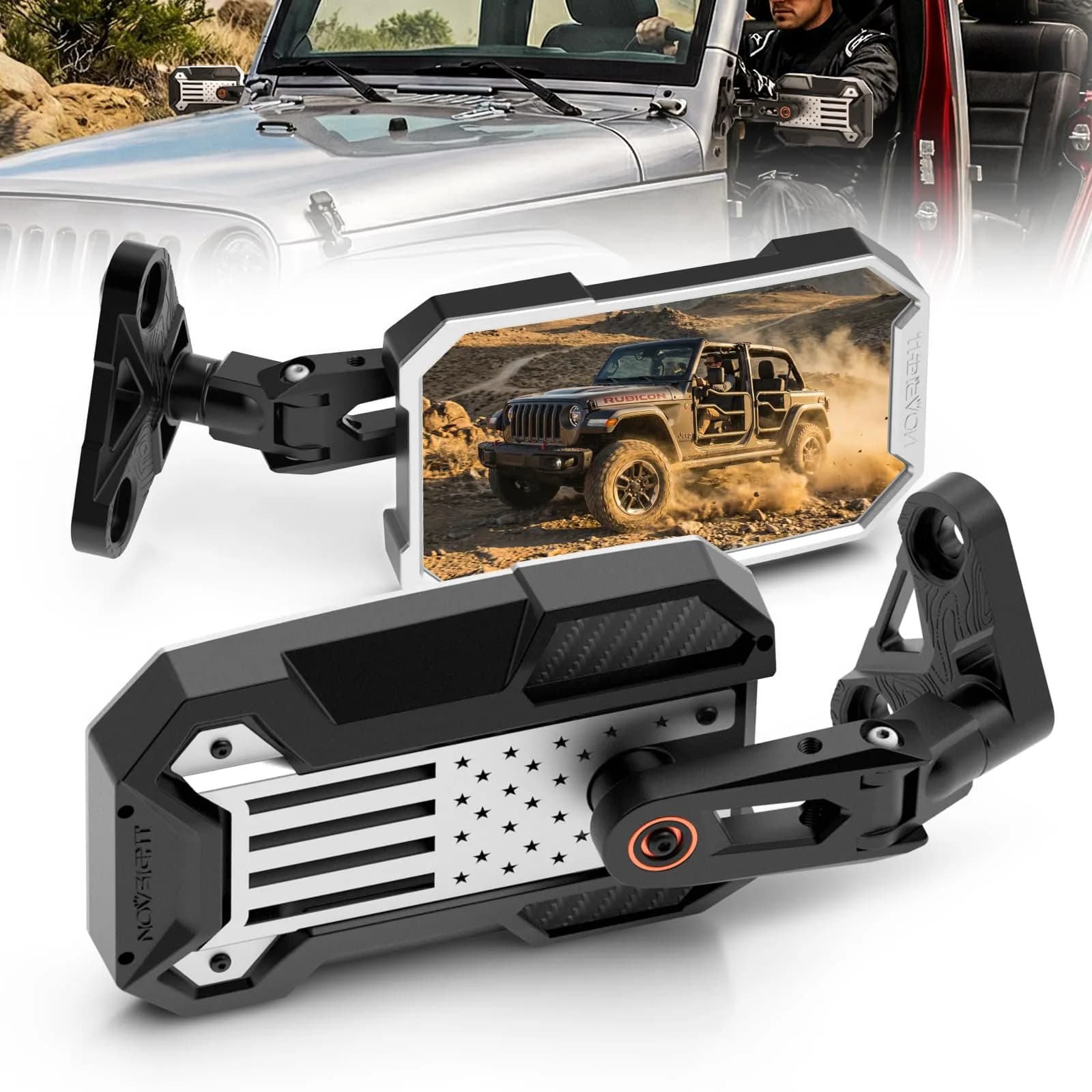 NOVSIGHT Wrangler Mirrors Doors Off for Jeep Wrangler TJ JK 1997-2018 | Wide View, Adjustable, Rugged