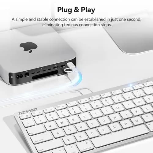 TECKNET Wired Keyboard for MacOS Devices with Dual Interface, Slim Mac Keyboard, Comfortable Ergonomic Typing Angle & Stable Connection for PC/Laptop, Compatible with MacBook, iMac, Mac mini/Pro (White, 78 Keys) thumbnail 5