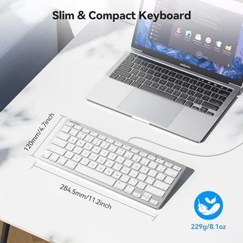 TECKNET Wired Keyboard for MacOS Devices with Dual Interface, Slim Mac Keyboard, Comfortable Ergonomic Typing Angle & Stable Connection for PC/Laptop, Compatible with MacBook, iMac, Mac mini/Pro (White, 78 Keys) thumbnail 2