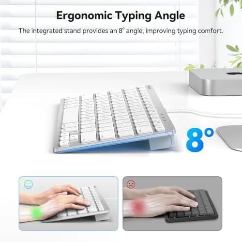 TECKNET Wired Keyboard for MacOS Devices with Dual Interface, Slim Mac Keyboard, Comfortable Ergonomic Typing Angle & Stable Connection for PC/Laptop, Compatible with MacBook, iMac, Mac mini/Pro (White, 78 Keys) thumbnail 3