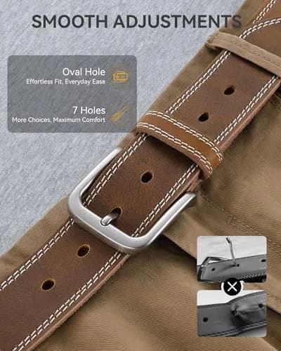 CHAOREN Mens Belts Leather 35mm for Jeans | Durable Full-Grain Leather, Classic Style, Casual Fit thumbnail 3