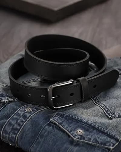 CHAOREN Mens Leather Belt 35mm (1.38") for Jeans | Full Grain Leather, Zinc Alloy Buckle, Classic Style thumbnail 4