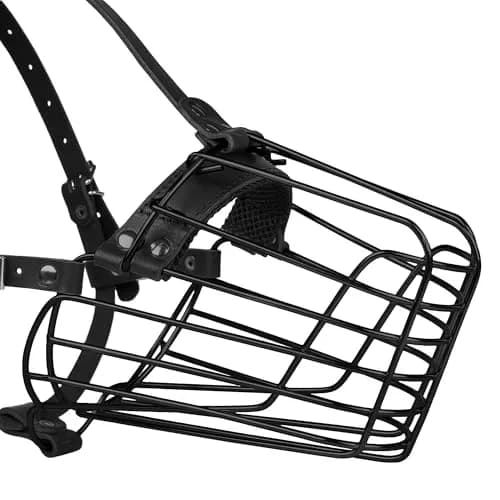BUDKAS German Shepherd Dog Muzzle Metal Basket Size L | Adjustable Durable Leather Straps thumbnail 6