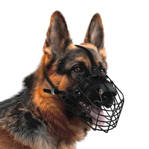 BUDKAS German Shepherd Dog Muzzle Metal Basket Size L | Adjustable Durable Leather Straps thumbnail 9